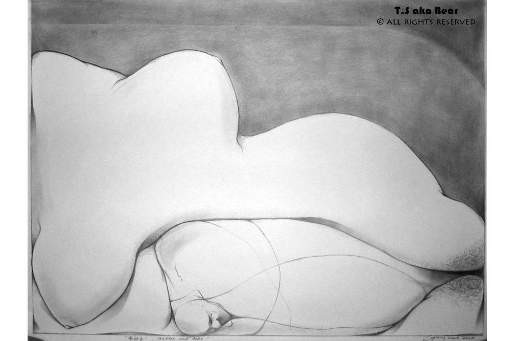 Archive_19972005_11 | Mother and son | Year 2001 | Pencil drawing on paper 72cm x 90cm | Tiong-seah Yap [ T.S aka Bear ] © All rights reserved